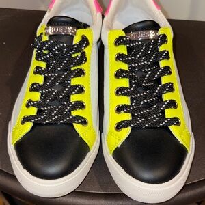 Neon Yellow, Pink and Black Sneakers
